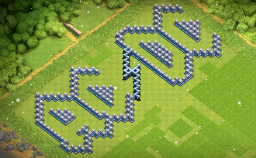 ACDC Clash of Clans base with level 13 and 14 walls