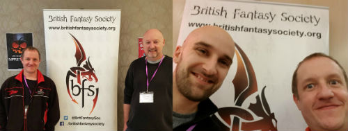 Chris Fielden, Allen Ashley and Dave Langdale at the British Fantasy Society Convention in Glasgow 2019