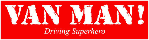 Van Man Driving Superhero Logo