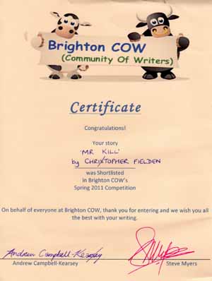 Mr Kill Brighton COW Certificate C Fielden