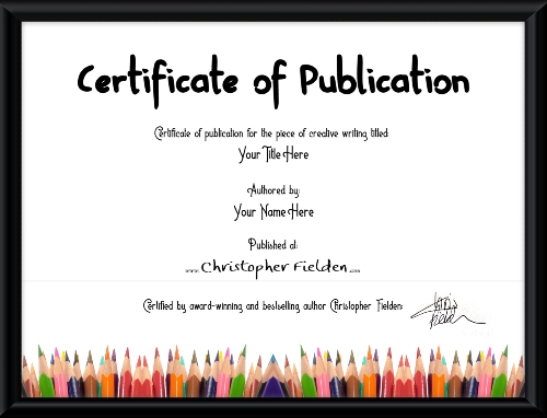 Amazing Young Writers Challenge Certificate of Publication