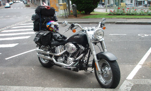 Harley Davidson Fatboy with luggage