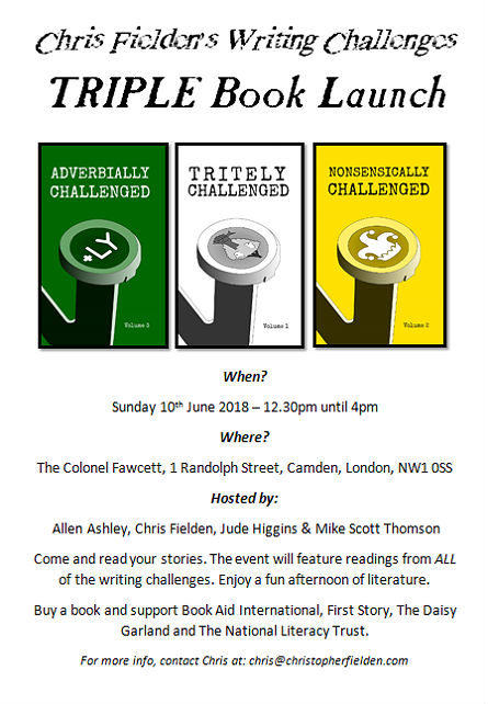 Writing Challenge Triple Book Launch Poster