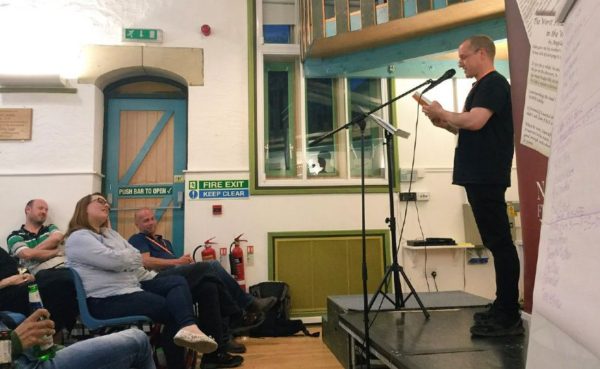 Chris Fielden reading at the Bath Flash Fiction Festival