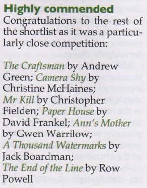 Mr Kill Writers' Forum Short List
